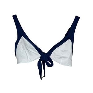 Les Canebiers NWT Blue White Colorblock Bikini Top Size 46 US XL Luxury Resort